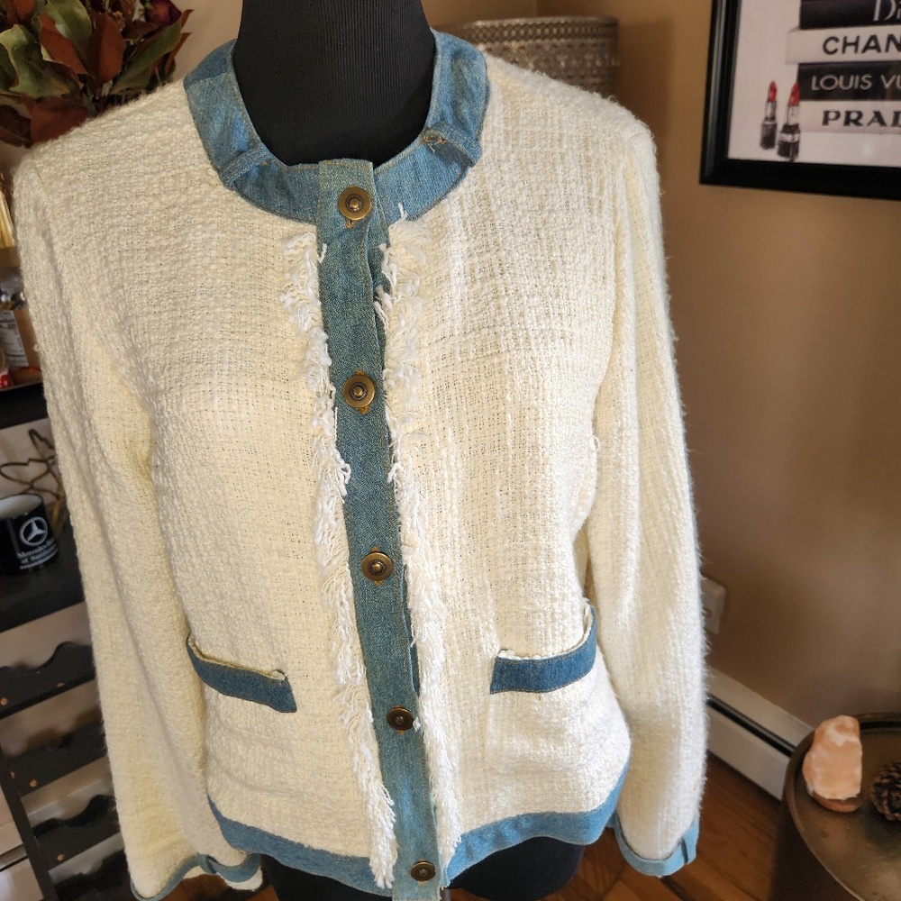 Denim and White tweed jacket